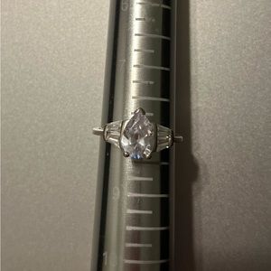 Sterling Silver Pear-Shaped Crystal Ring